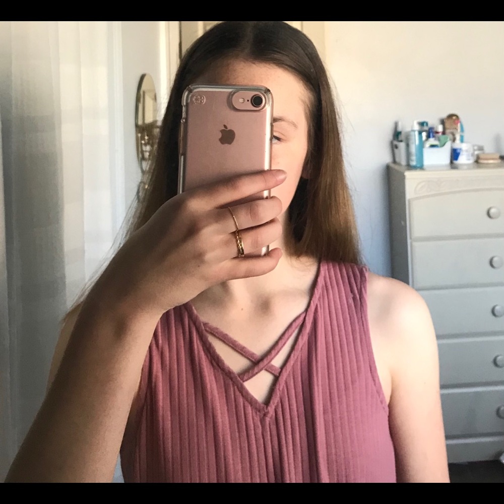 Deep Pink Ribbed Mini Dress - Picture 2 of 5